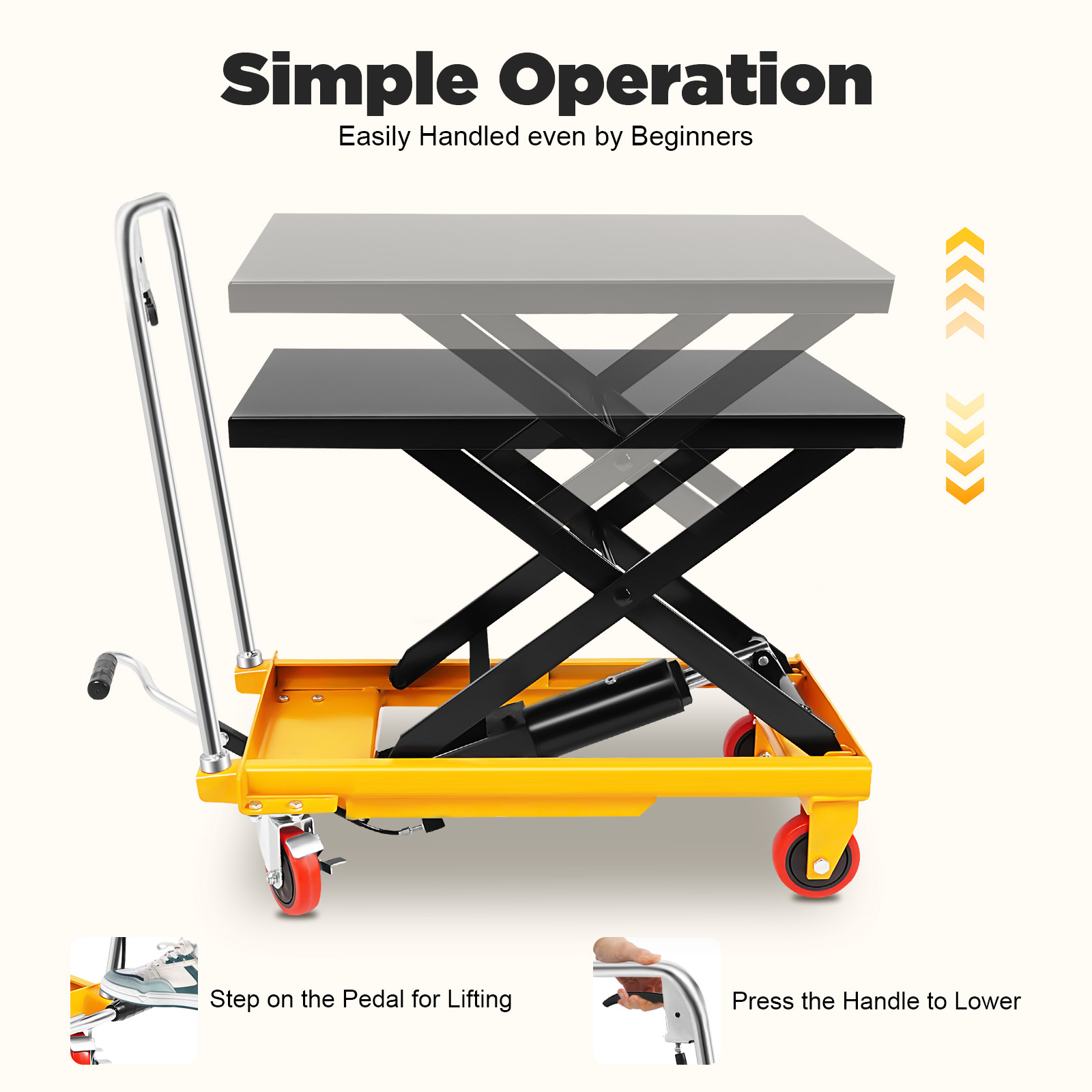 Scissor Lift Table Hydraulic - 500lbs Hydraulic Scissor Lift Cart, Manual