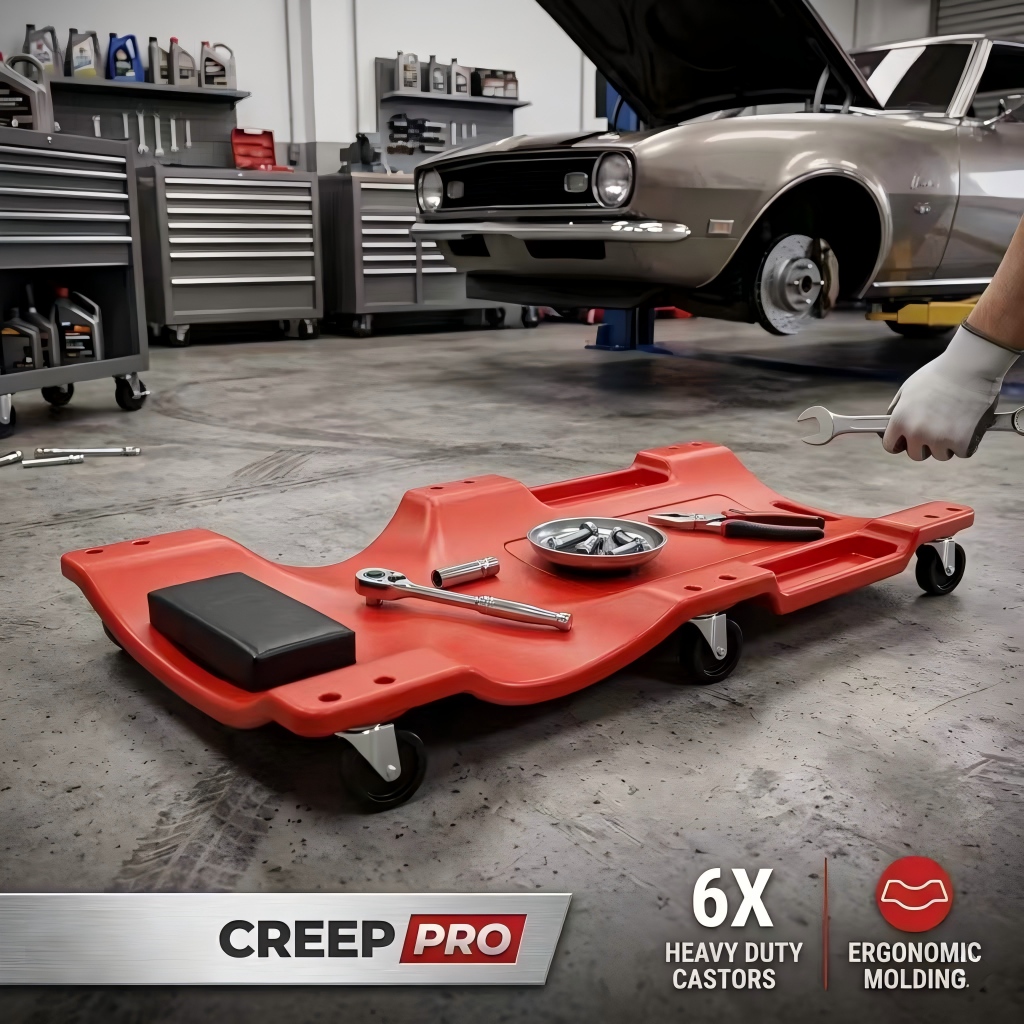 Heavy Equipment Repair - 40'' 6-Wheel Heavy Duty Mechanic Creeper,