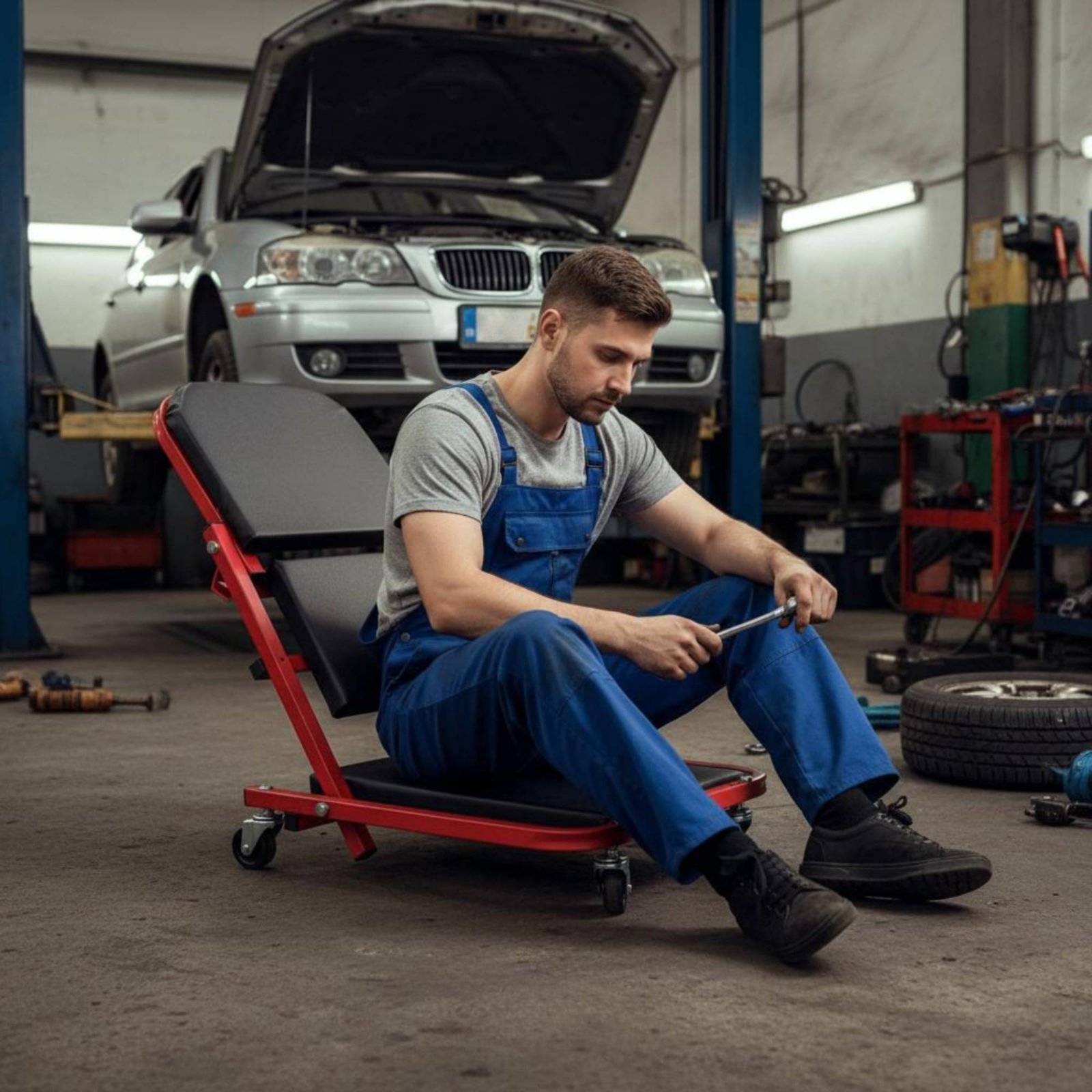 Folding Creeper Seat Foldable  - Heavy Equipment Repair ulasan dan harga